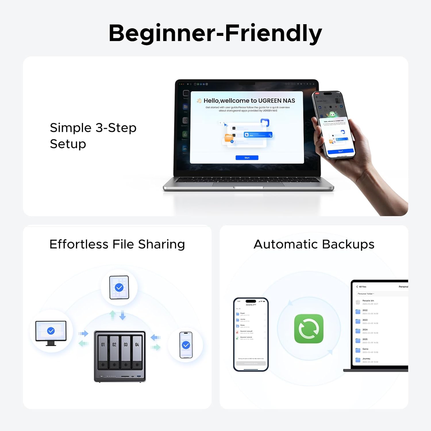 UGREEN NASync DXP4800 تخزين شبكي قوي بأربع فتحات