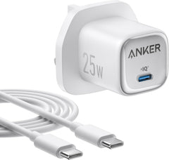 Anker 25W USB C Plug with 5ft Cable - Fast Charging
