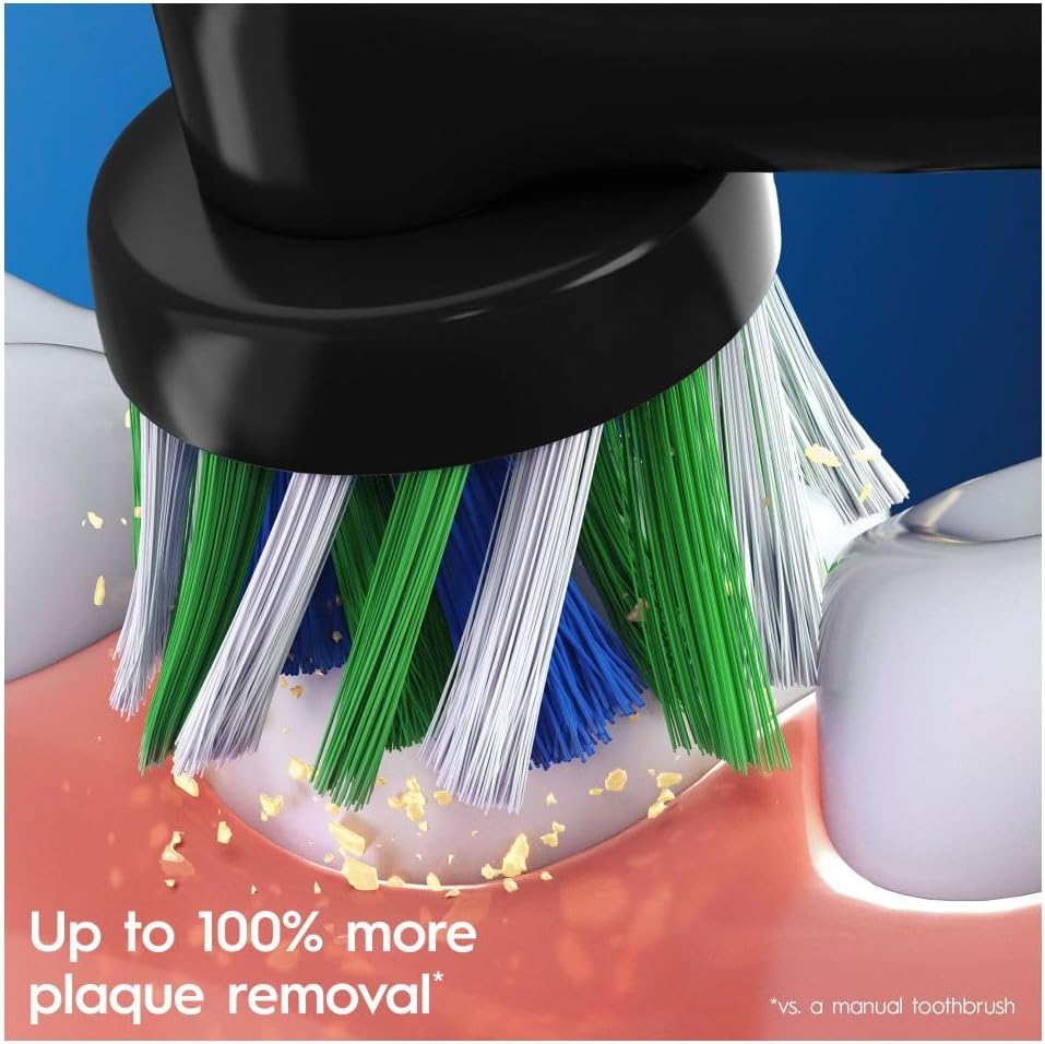 رأس فرشاة الأسنان الكهربائية أورال-بي كروس أكشن مع تقنية كلين ماكسيميزر عبوة من 12 قطعة - أسود