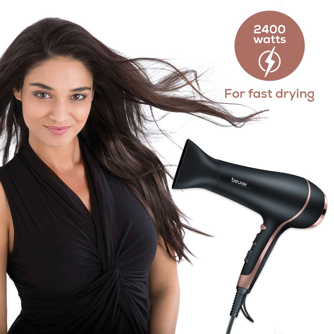 Beurer HC 30 Hair Dryer 2400W Power for Fast Drying - Black