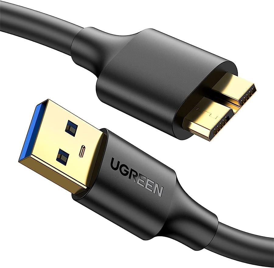 كابل يوجرين USB 3.0 A ذكر إلى Micro USB 3.0 ذكر، 0.5م، أسود