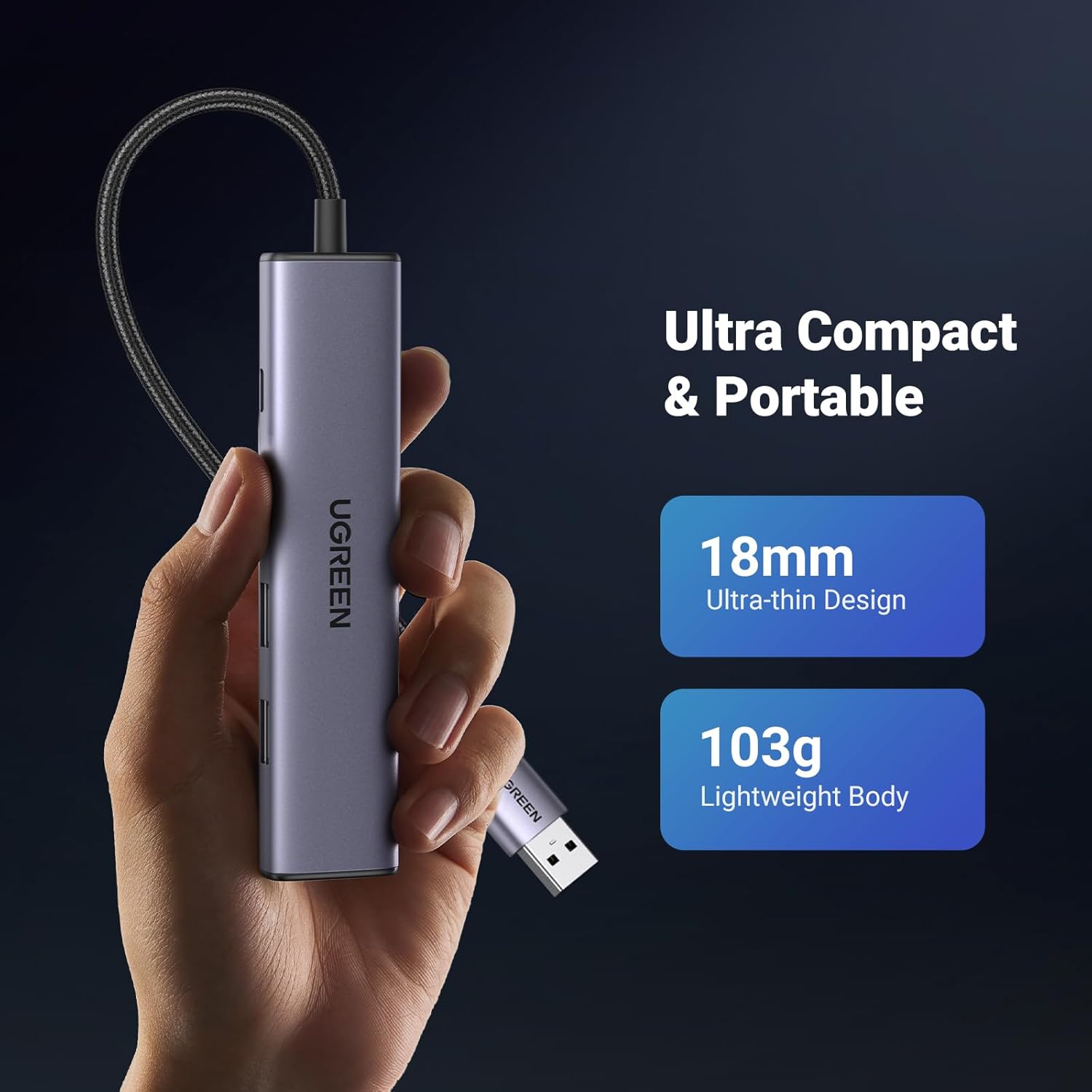 محول UGREEN USB إلى إيثرنت 5 في 1 بمنفذ RJ45 و3 USB