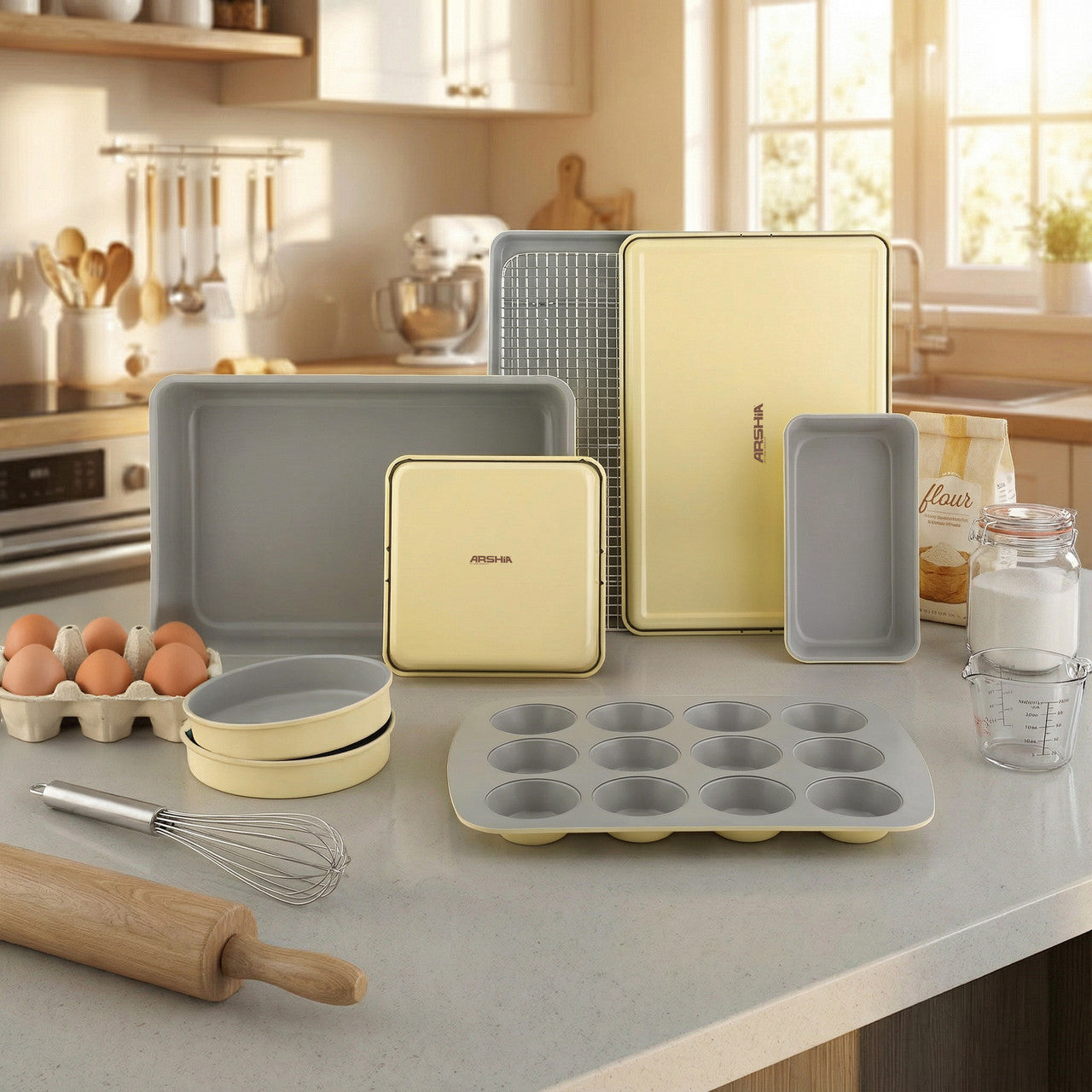 9-Piece Non-Stick Baking Mold Set – Durable Carbon Steel for Oven Use