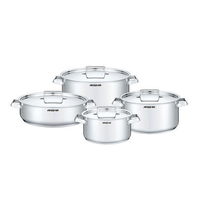 Arshia 8-Piece Stainless Steel Cookware Set – Durable, Rust-Resistant & Even Heat Distribution