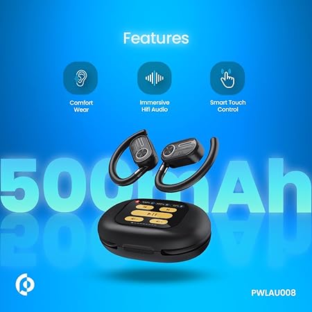 Powerology Air Conduction Earbuds, Bluetooth 5.3 & Display
