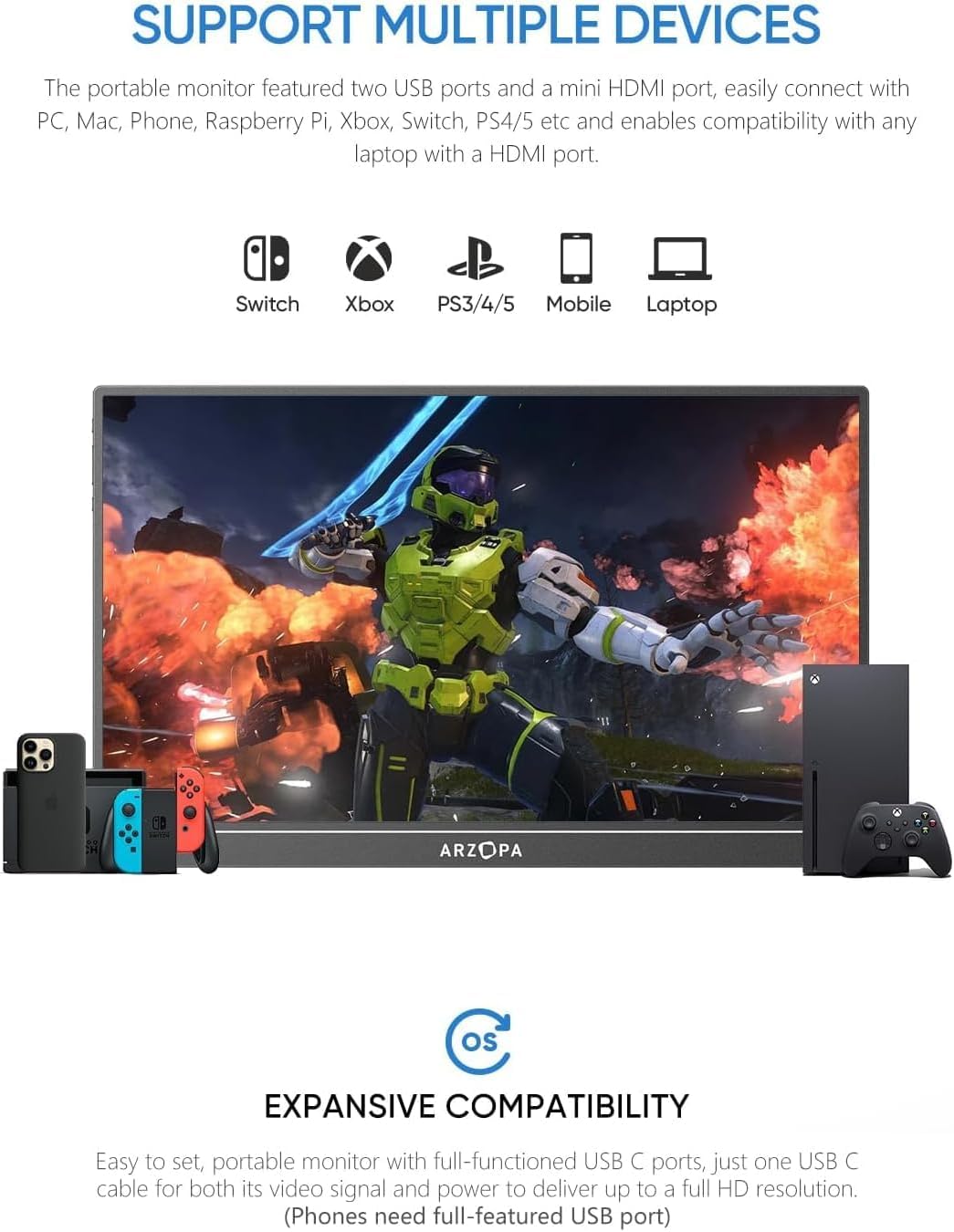 Arzopa A1 | 15.6" 1080p FHD Travel Monitor with Smart Cover