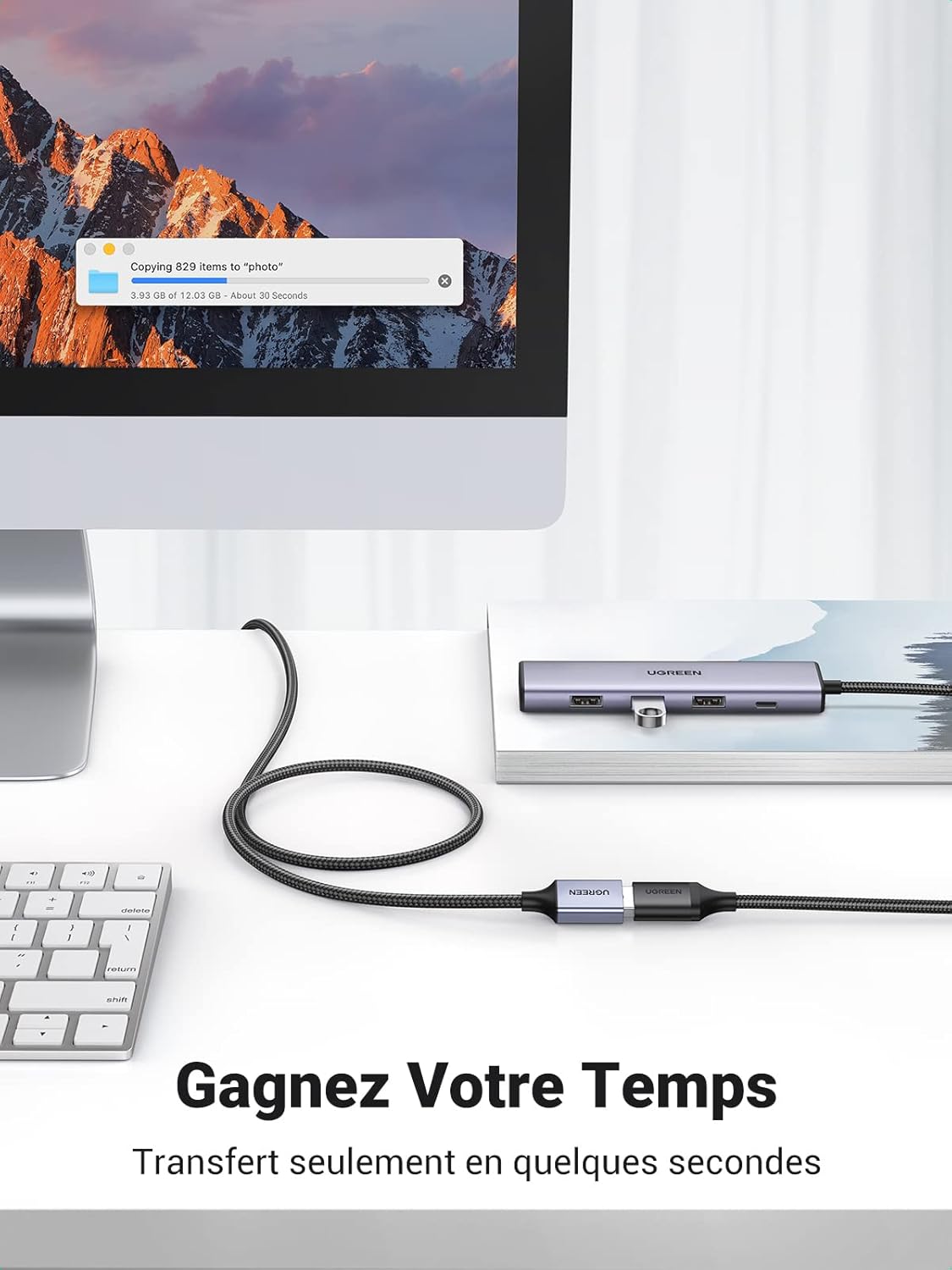 UGREEN كابل تمديد USB 3.0 ذكر إلى أنثى – عالي الأداء للألعاب