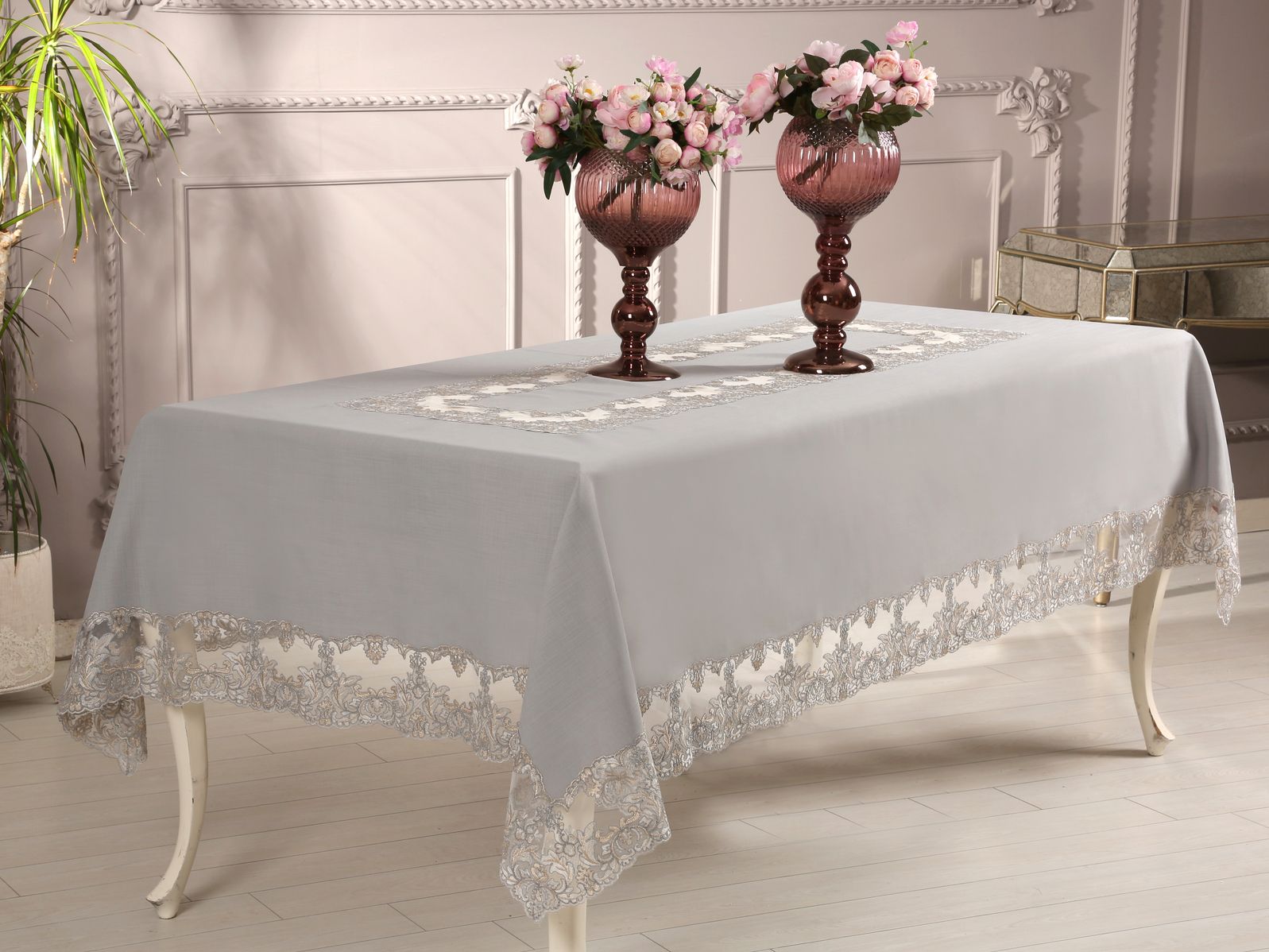 مفرش طاولة 160×300 سم Valencia من Daimon Home – رمادي أنيق