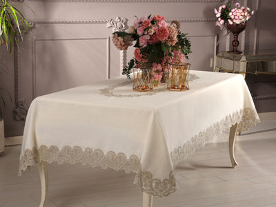 Daimon Home Almira Tablecloth 160×250 cm – Elegant Cream