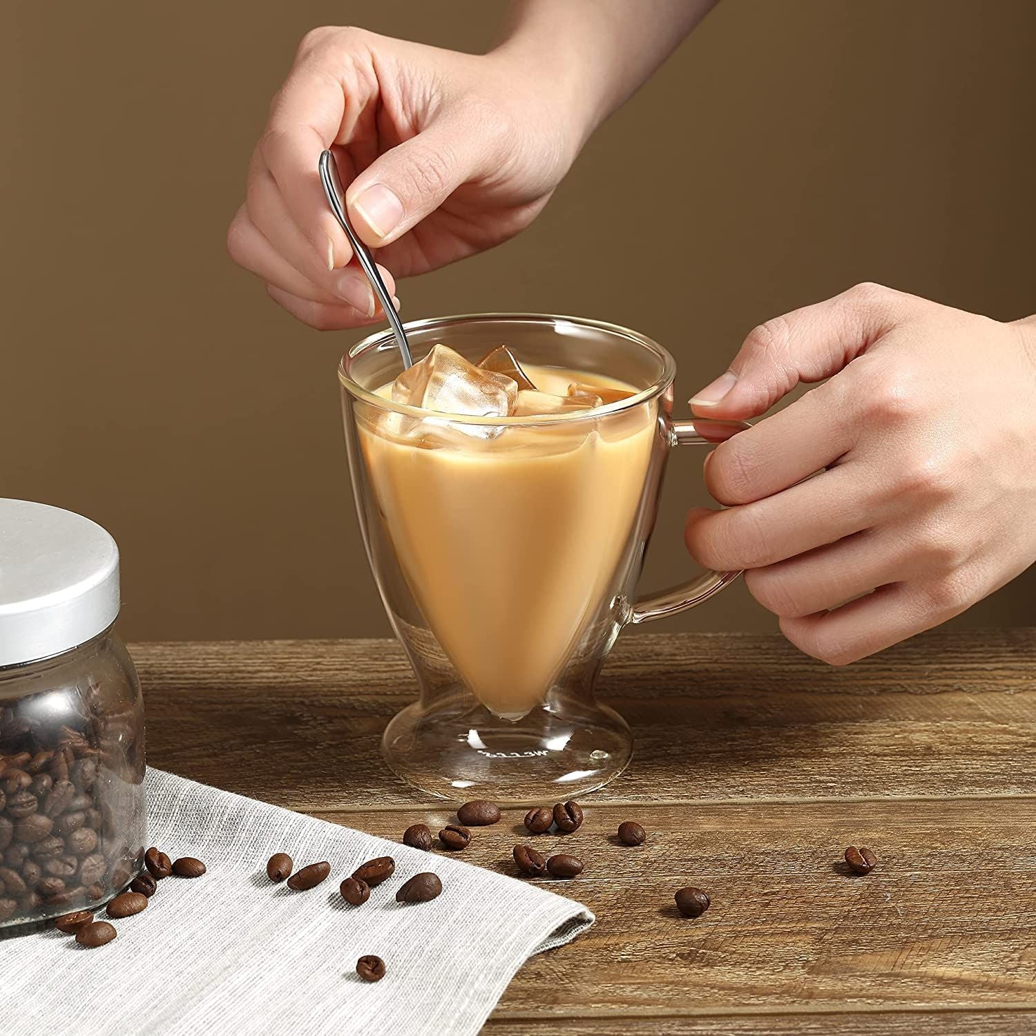 كوب زجاج مزدوج من ARMN Anchor سعة 300 مل