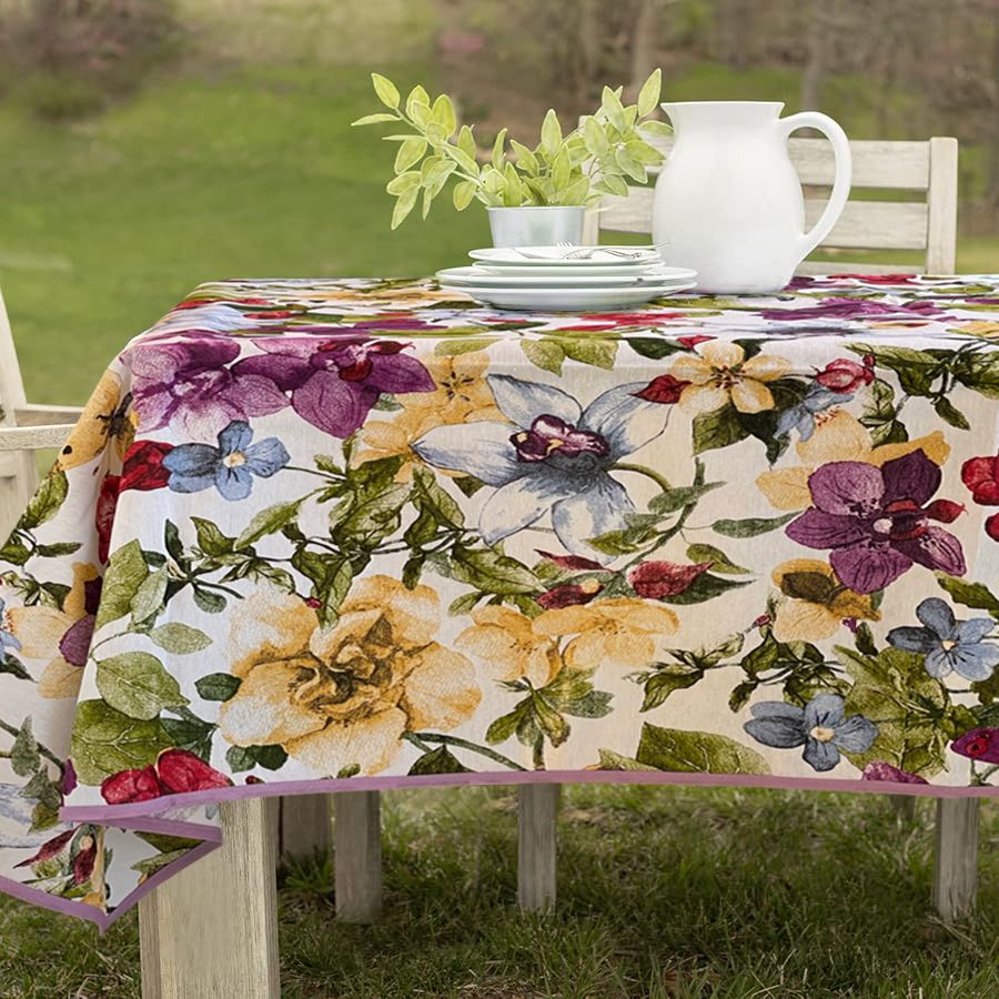Dreams Fiorellini 140x180 cm Tablecloth & 7 Napkins Set - Purple
