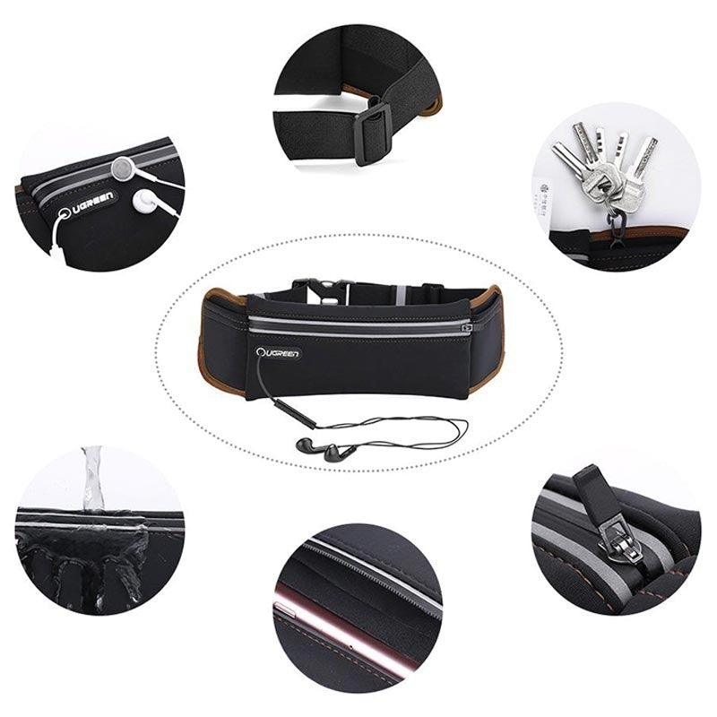 حزام خصر للجري من يوجرين أسود - خفيف وآمن للاستخدام الخارجي