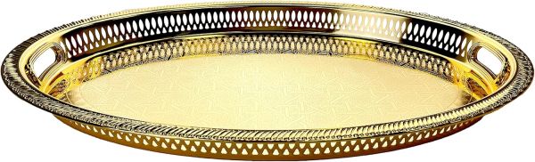 Zolten Oval Tray Gold 60.2×44.1 cm – Elegant Serving Piece