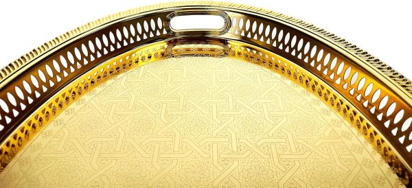 صينية بيضوية ذهبية 45×32 سم من Zolten – أنيقة وعملية