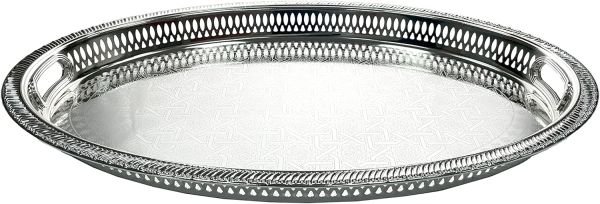 Zolten Oval Tray Silver 60.2×44.1 cm – Elegant Serving