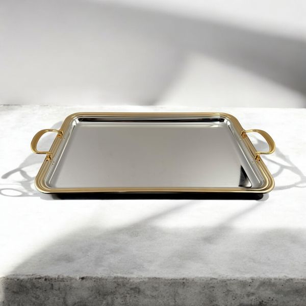 صينية مستطيلة فضية وذهبية 50×32.2 سم من Zolten – أنيقة وفاخرة