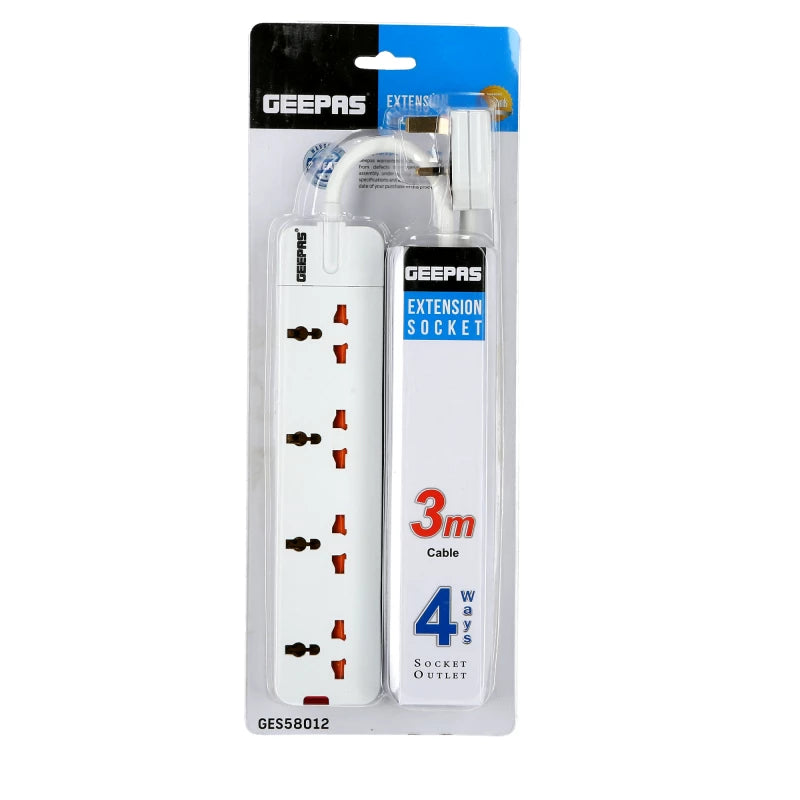 Geepas GES58012 4-Way Extension Socket with LED