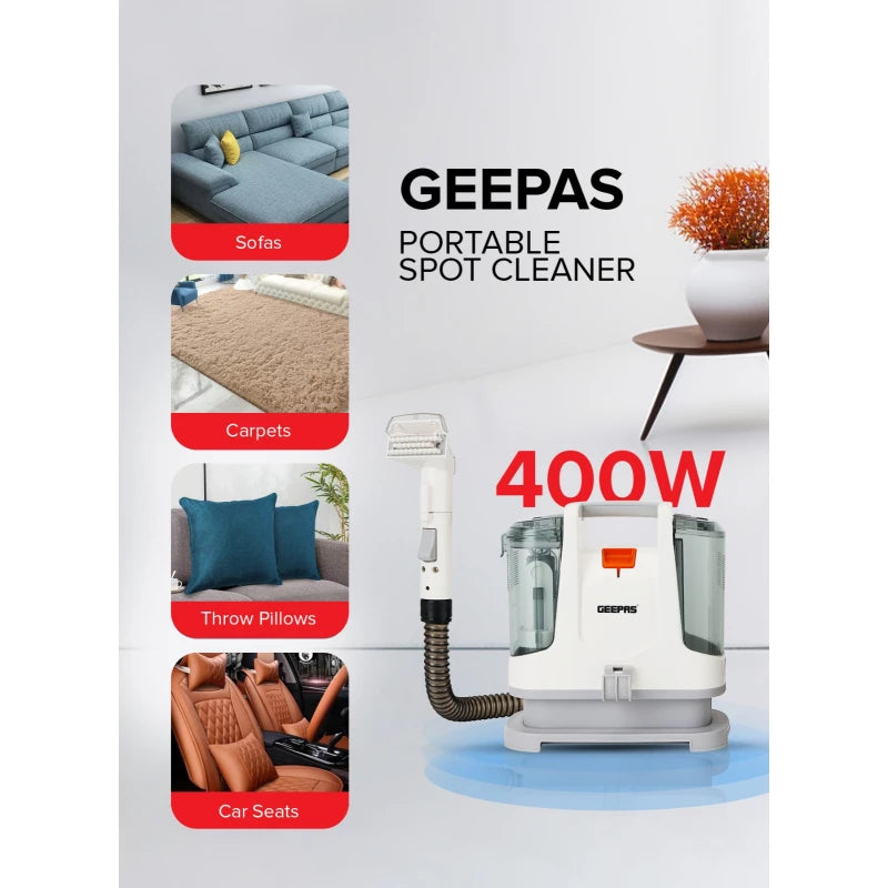 منظف محمول Geepas GSC19051 – 400 واط، خزان مزدوج، لرغوة وتنظيف