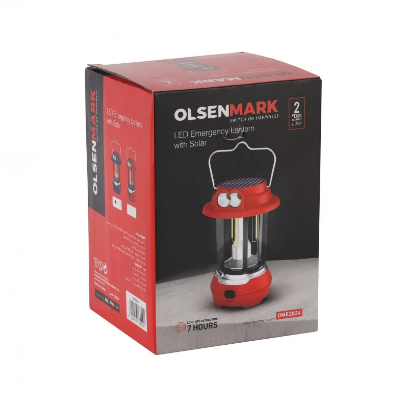 كشاف طوارئ Olsenmark LED شحن شمسي 7 ساعات