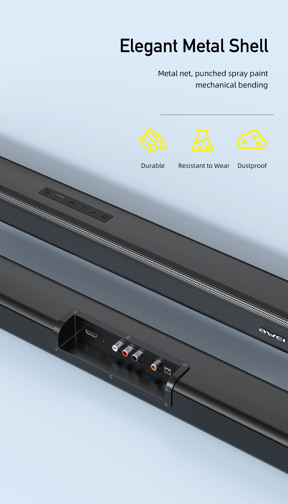 مكبر صوت AWEI مزدوج لاسلكي بقوة 50 وات / مكبر صوت بلوتوث - أسود