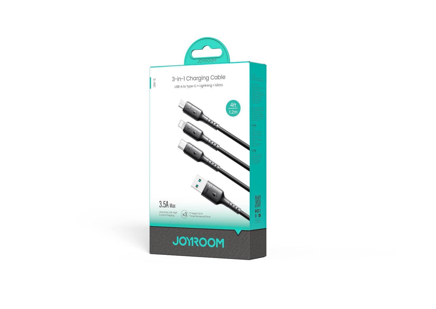 كابل Joyroom S-A61 OmniGo 3-in-1 شحن سريع 3.5A 1.2 م