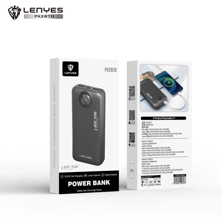 باور بانك لينيس PX287D 10000mAh شحن سريع ومحمول