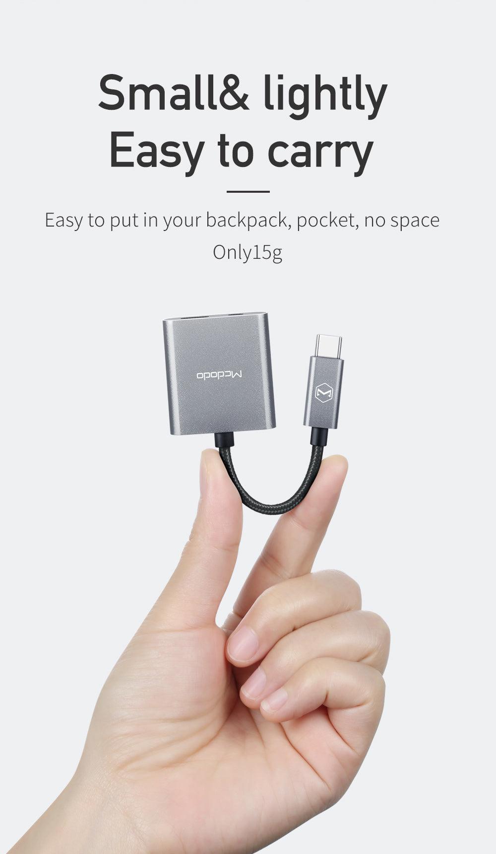 محول صوت مكدودو تايب سي إلى دي سي3.5ملم وتايب سي شحن سريع 60 وات