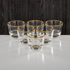 Almarjan 6-Piece Gold Arabic Coffee Cups Set – Elegant Glass