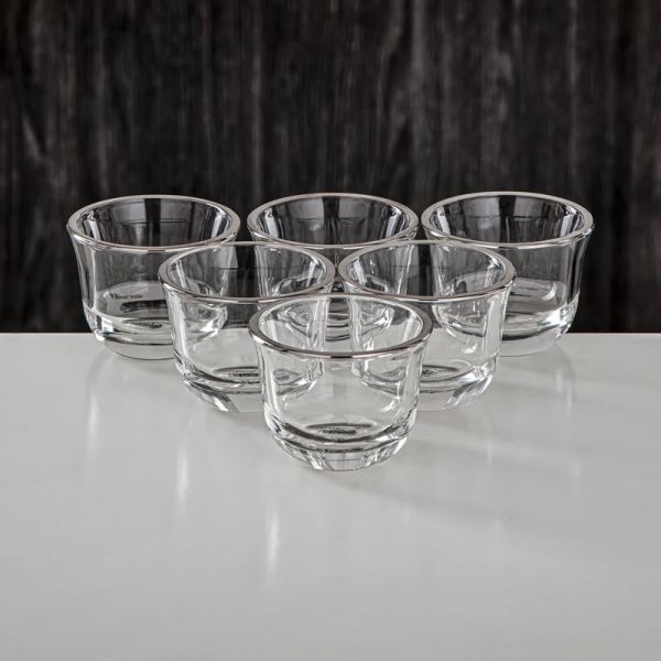 Almarjan 6-Piece Silver Arabic Coffee Cups Set – Elegant Glass