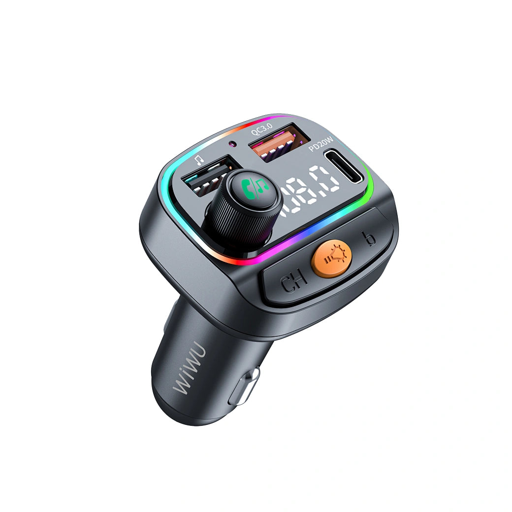 WiWU Car FM Transmitter BT 5.3, RGB, 38W Fast Charge