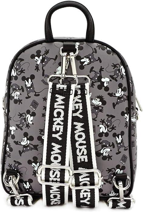 من فانكو Disney Mickey Mouse Plane Crazy Mini Backpack حقيبة الظهر من الجلد الصناعي مع تفاصيل مطبوعة