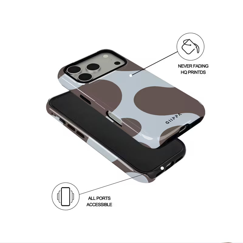 Gllppa Case for Samsung Galaxy S25 Ultra, Light Grayish Blue with Dark Brown Ripples, Glossy 2-in-1 Film Dual Layer Case