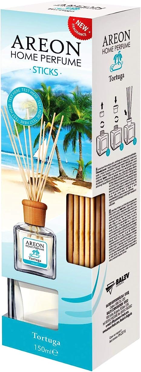 AREON Home Perfume Reed Diffuser 150 ml Tortuga + 10 Rattan Reeds