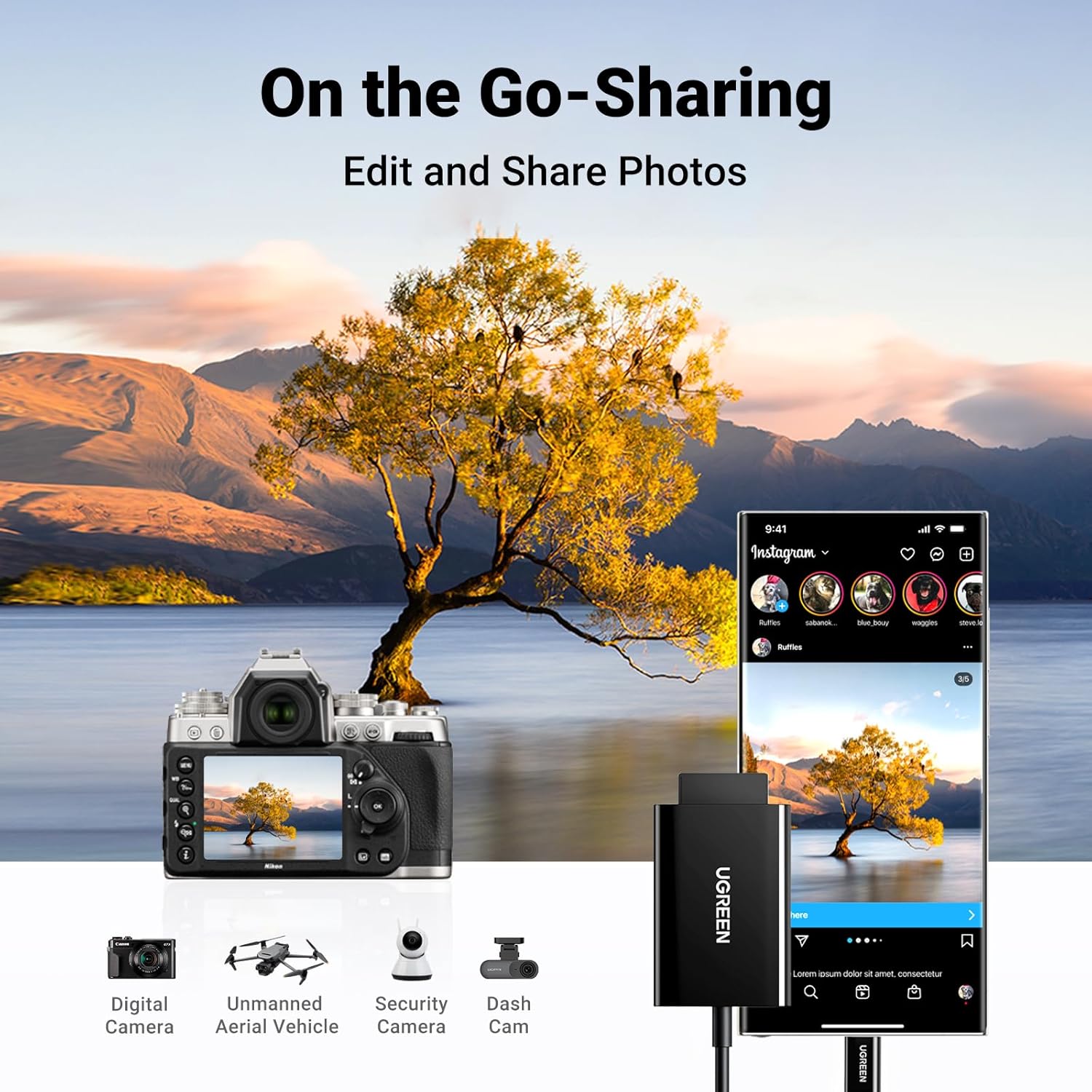 UGREEN قارئ كروت USB-C بسرعة 170MB/s متوافق مع iPhone 15