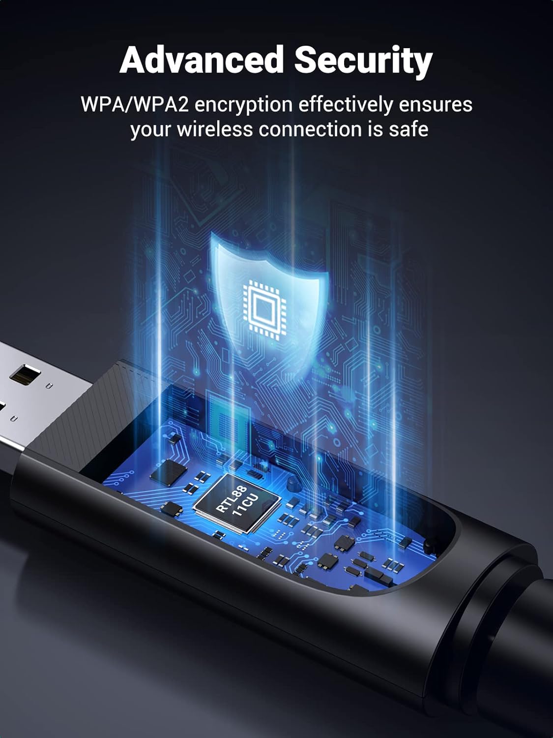 يو إس بي واي فاي UGREEN AC650 مع هوائي 6dBi مزدوج النطاق