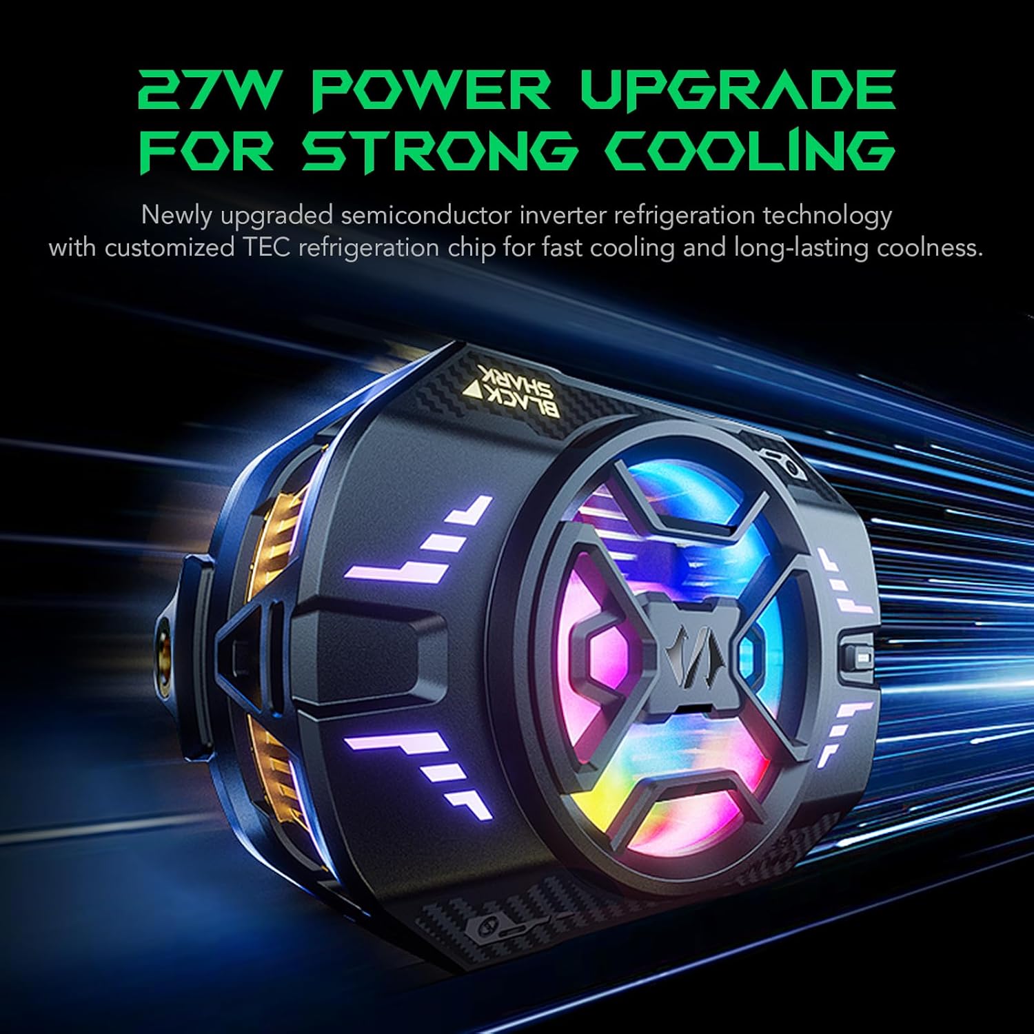 Black Shark FunCooler 4 Pro - مروحة تبريد متنقلة بقوة 27 وات مع إضاءة RGB
