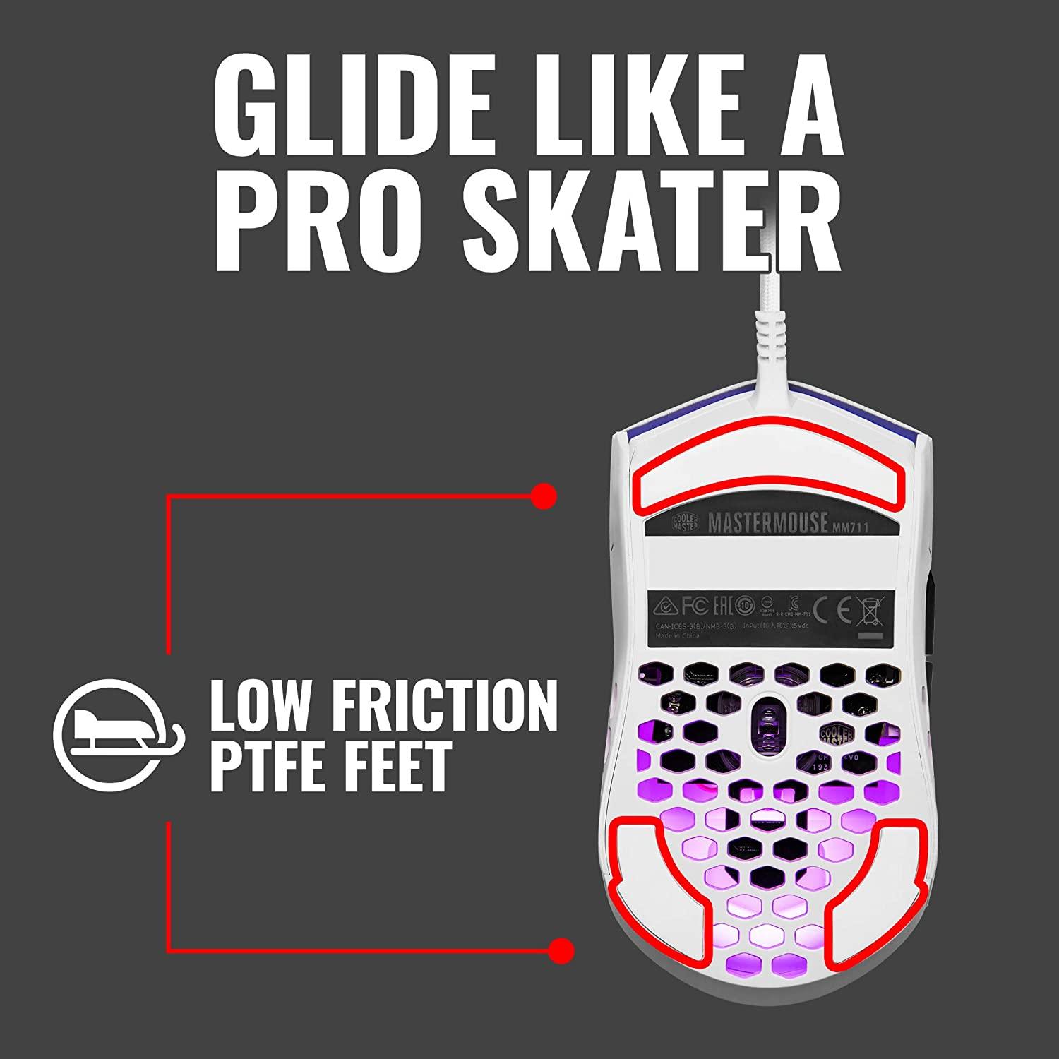 ماوس الألعاب Cooler Master MM711 Matte White RGB 60G مع ماوس ألعاب خفيف الوزن بدقة 16000 نقطة في البوصة