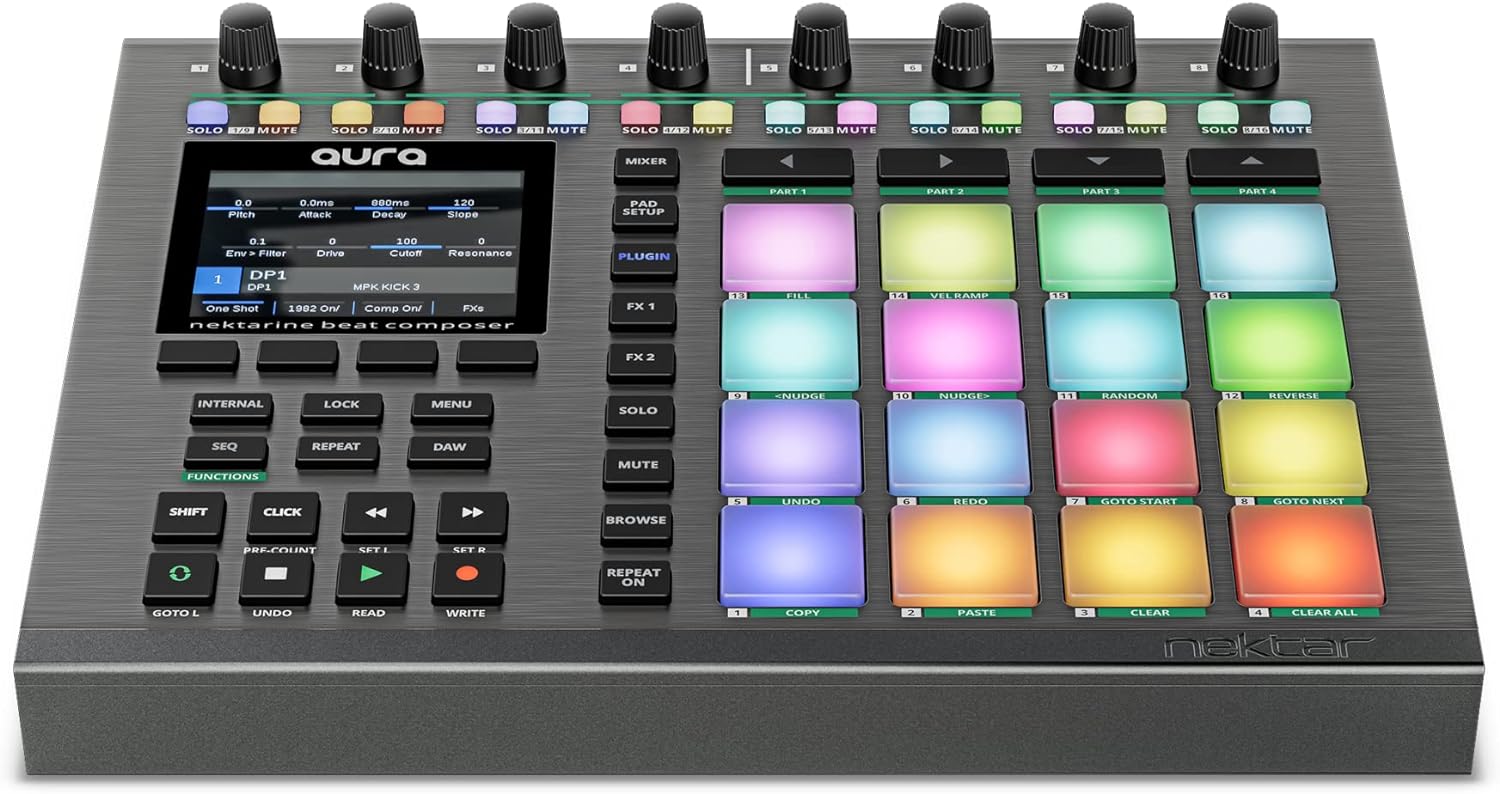 Nektar Aura Beat Composer and DAW Controller / 16 Pads - Metallic Grey