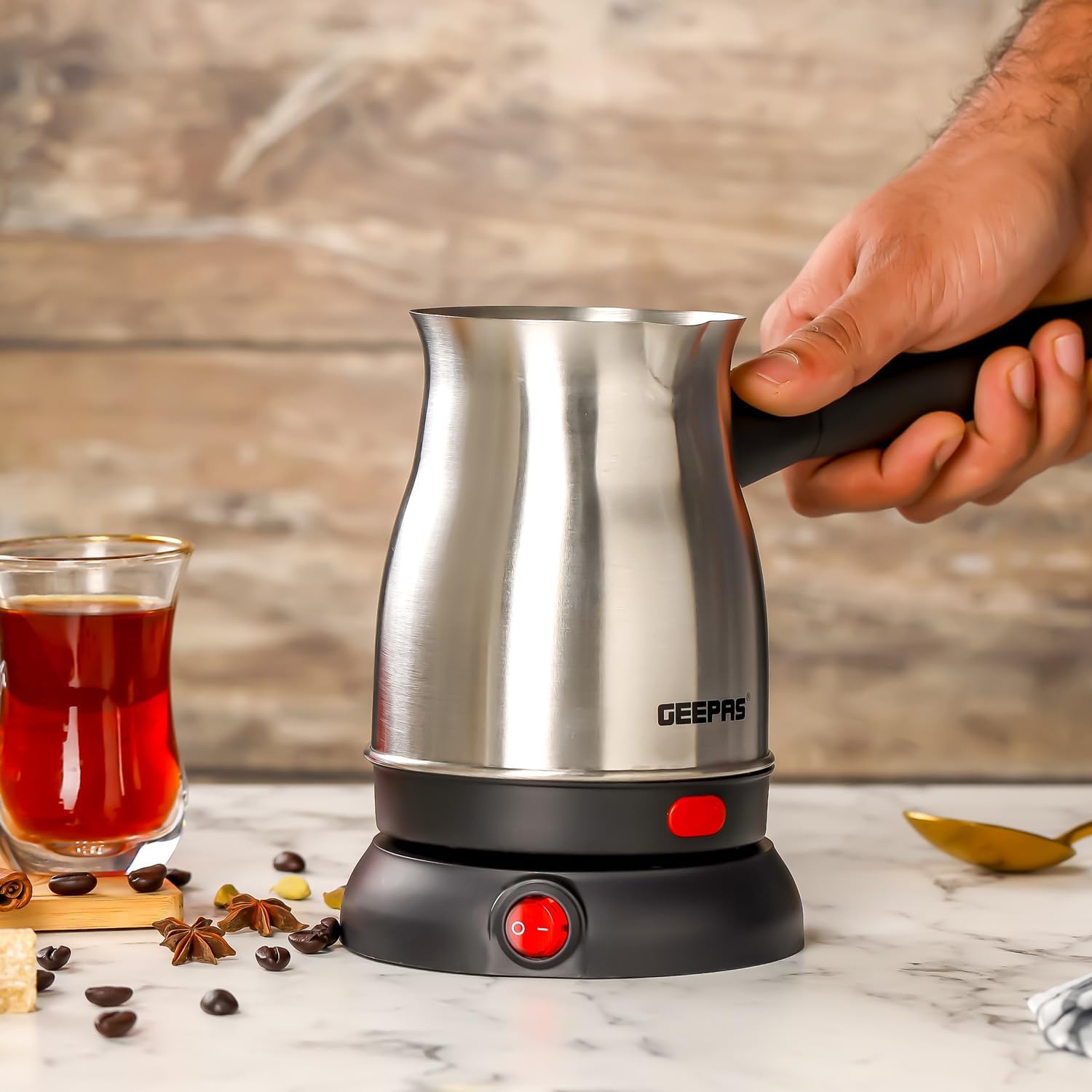 Geepas Electric Turkish Coffee Maker | Stainless Steel | 0.8L | GK38050