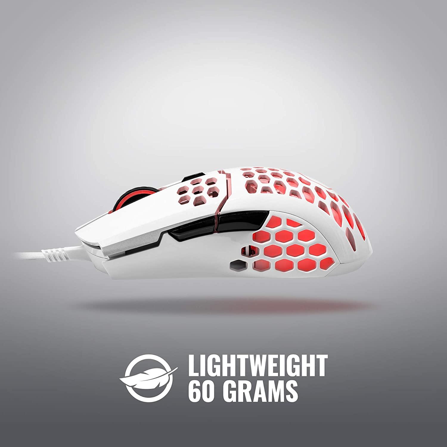 ماوس الألعاب Cooler Master MM711 Matte White RGB 60G مع ماوس ألعاب خفيف الوزن بدقة 16000 نقطة في البوصة