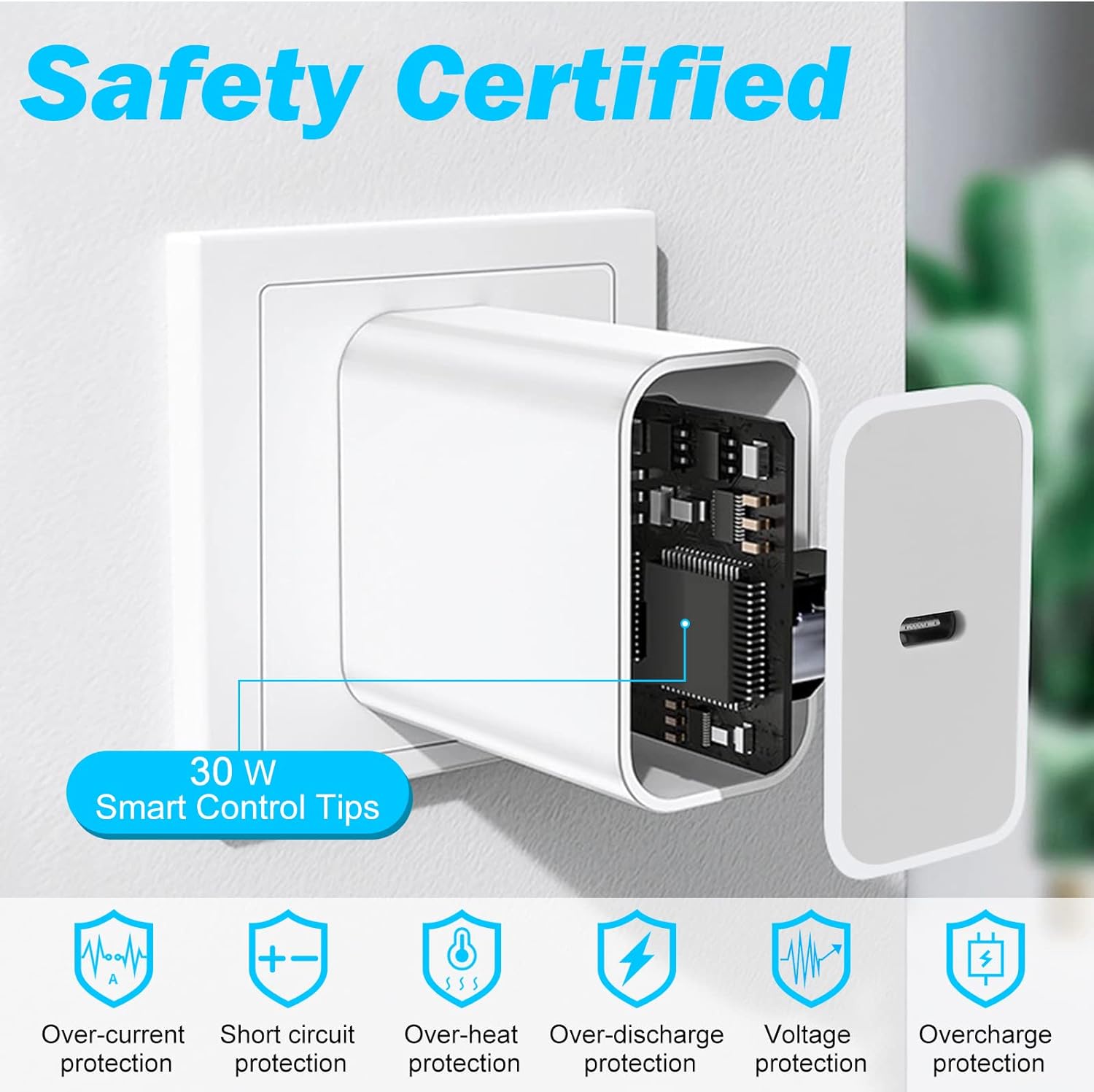 شاحن جوجل 30واط يو اس بي سي بي دي QC 3.0 شاحن سريع - أبيض