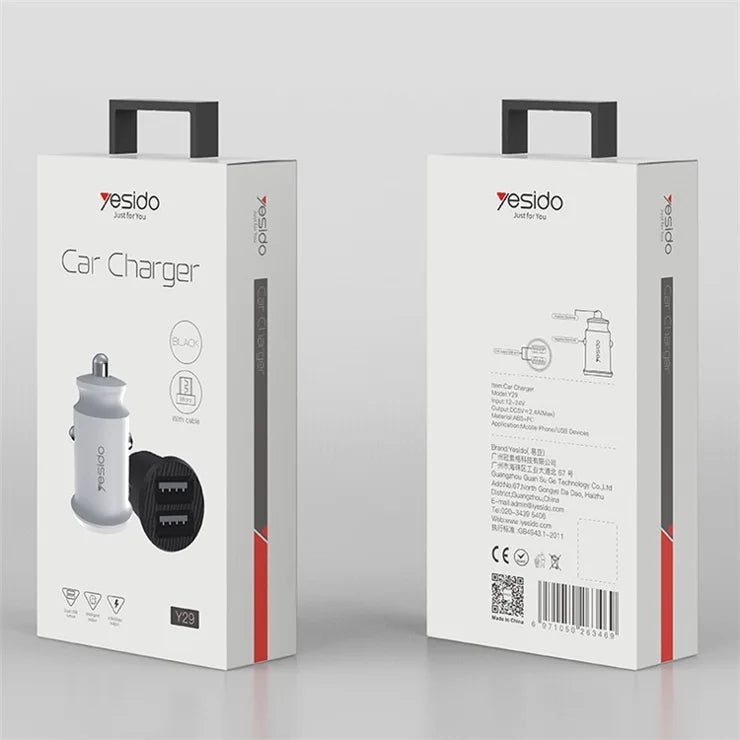شاحن سيارة USB YESIDO Y29 - شحن سريع وموثوق