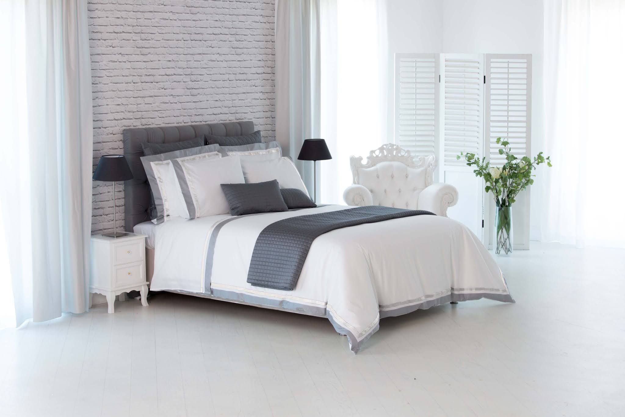 طقم سرير كينج 6 قطع من جيفي لولو – قطن مصري، أبيض