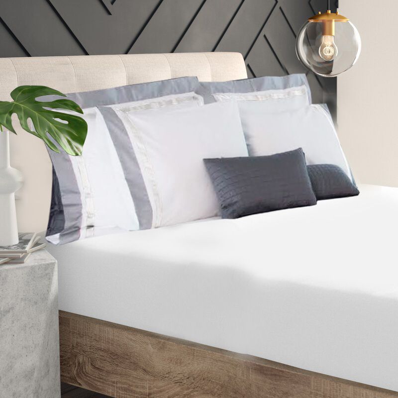 شرشف مطاط مفرد من جيفي لولو - قطن مصري، 2 قطعة، أبيض