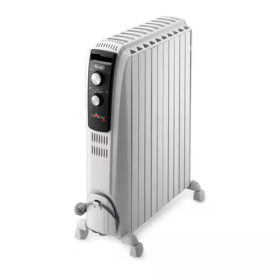 DeLonghi Oil Filled Radiator 2500W - 10 Fins with Chimney Effect Design