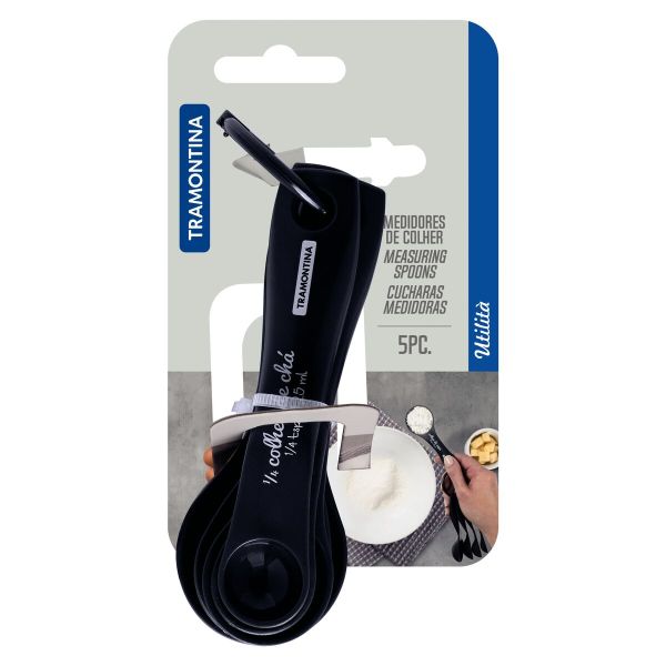 طقم ملاعق قياس 5 قطع Tramontina Utilita – أسود