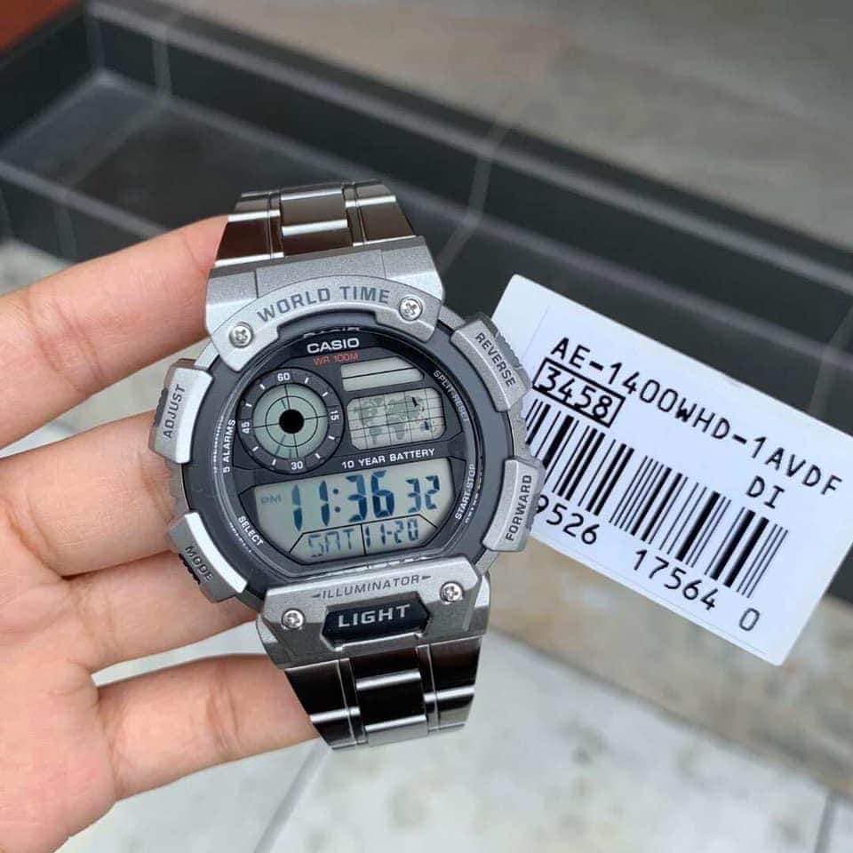 Casio Digital Illuminator World Time Silver St.Steel For Men
