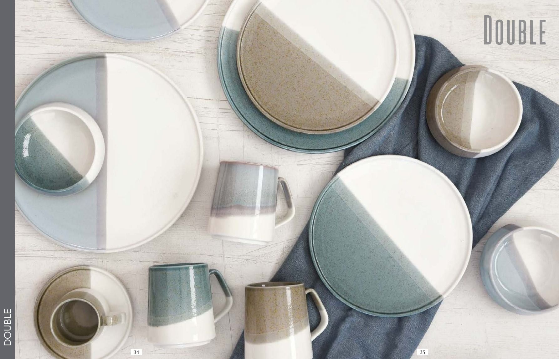 طقم فنجان قهوة إيزي لايف دوبل – 130 مل – بيج/رمادي