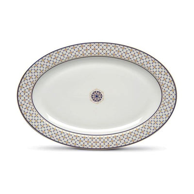 Easy Life Charles Serving Plate 36×24.5cm – Blue & Gold