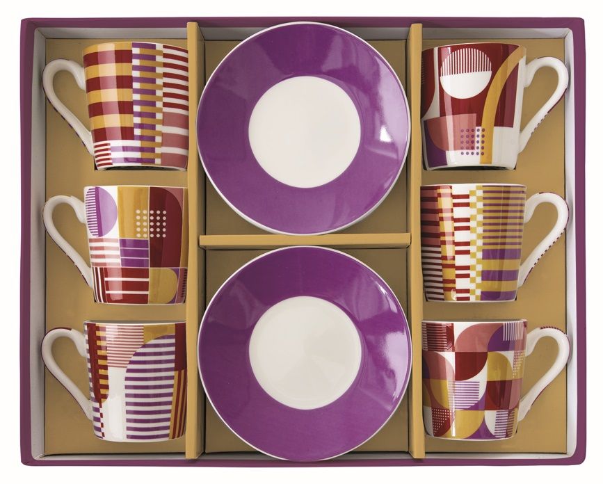 طقم فناجين قهوة 12 قطعة 100 مل من Easy Life Geometric Art